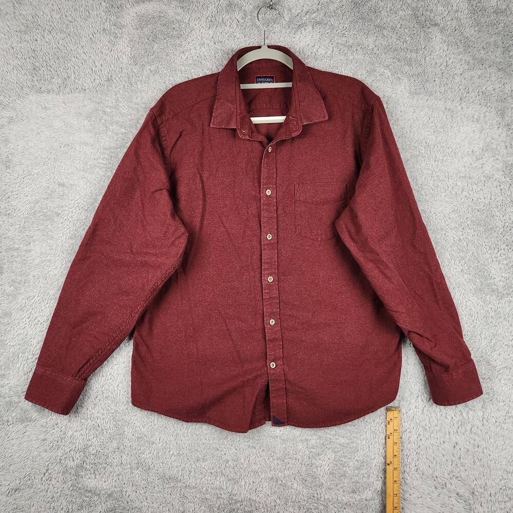 UNTUCKit Banfi Shirt Mens XL Red Flannel Long Sleeve Button Preppy Business Work